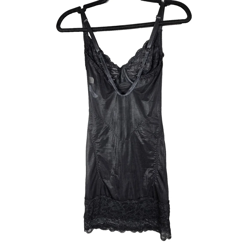 Vintage Victoria's Secret Gold‎ Label 36B Body Shaper Shapewear Black Lace 80s